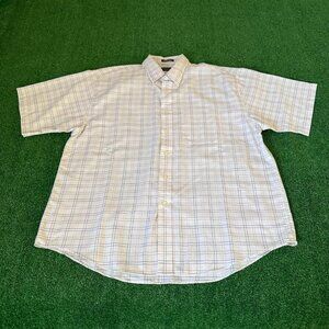 Van Heusen Wrinkle & Stain Free Short Sleeve Button Down Plaid Shirt Size XL